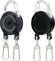 SAMSFX Fishing Double Tool Retractor, Double Plastic Zinger, Dual Zinger Retractor, 2PCS in Pack, Solid Black