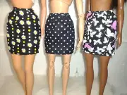 Fits 1/6 Barbie 3 Cotton Dot Print Miniskirts 11.5” Standard Doll Handmade New