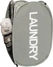Aplter Mesh Laundry Hamper Pop Up Laundry Hamper Collapsible Laundry Basket with Carry Handles, Large Side Pocket for Kids Room, Student Dorm, RV, Cruise, Grey
