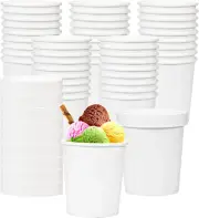 60 Pack 16oz Paper Ice Cream Cups with Lids - Perfect for Desserts & Soups