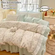 Korean Lace Bedding Set 3pcs Floral Duvet Cover Set Pillowcasesno Flat Sheet