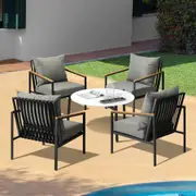 Livsip Outdoor Lounge Set Patio Furniture Coffee White 70cm Table Chairs 5PCS