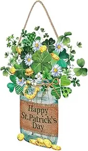 YARNOW Patrick's Day Wooden Wall Pendant Creative Festival Theme Door Sign Eye Catching Party Door Decor Easy to Hang Welcome Ornament for Home Decor