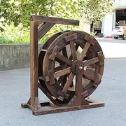 Wooden Waterwheel Fountain Wheel Garden Decoration Water Feature Wheel, Suitable for Pond Or Garden Decoration Freestanding Fountain Outdoor Indoor Balcony (Size : 60cm(23.6inch))