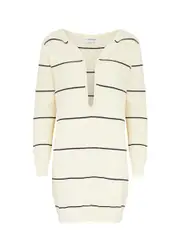 Victoria Beckham Frame Striped Cotton-blend Mini Jumper Dress - Natural - S (UK8-10 / S) S (UK8-10 / S)