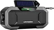 Emergency Solar Hand Crank Weather Radio, 5000mAh Power Bank Charger Flash Light Outdoor Emergency Radio with Bluetooth Speaker(Gray)