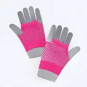 Bristol Novelty BA571 Fishnet Gloves Short Neon Pink, Womens, One Size