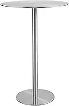 Round Height Cocktail Table, Bistro Pub Table Modern Tall Table Kitchen Breakfast Bar Table, Stainless Steel Snack Side Table for Sofa and Bed, Living Room(60x105cm/2.0x3.4ft)