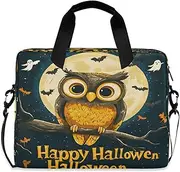 Quteprint Halloween Cute Owl Tree Moon 15.6 Inch Laptop Bag Briefcase for Business, Water-Resistant Computer Bag Fits 14-16 Inch Notebook for Men Women, Office Travel Work Backpack, Multi, 40x7.5x30cm