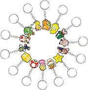 Chukua Ma-rio Key Chain, Children's Bros Figures, Key Rings, Cute Silicone Anime Keyring Pendant for Super Birthday Party Bags, Children's Birthday Decoration, Fans Toy, Pack of 14