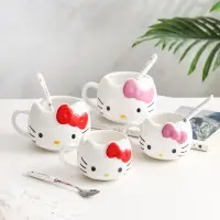 在飛比找蝦皮購物優惠-HelloKitty卡通陶瓷水杯凱蒂貓創意杯子馬剋杯早餐牛奶