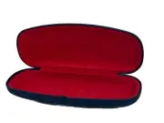 NEW IZOD Blue Rigid Stripes Hard Clamshell Eyeglasses Case With Spring Closure