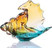 Barbuly Hand Blown Glass Conch Statue Home Decor with Sea Shells Glass Art Statue Bookcase Decoration