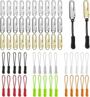60 Pcs Zipper Pull Replacement, Detachable Zippers Handle Mend Fixer Zipper Tags