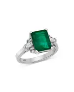 Bloomingdale's Fine Collection Emerald & Diamond Classic Ring in 14K White Gold