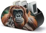 STVNKML Gorillas Remote Control Holder, Leather TV Remote Caddy, Desktop Organizer, 5-Slot Storage Holder for TV/DVD/Accessories Stylish Desk Decor for Living Room, Bedroom, Office