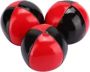 Topyond High End Portable Juggling Ball Set - 3PCS Red and Black PU Leather Balls with EPS Fine Colloidal Particle Filling