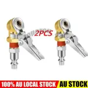 2PCS Air Tyre Chuck Ball Tire Valve Stem Lock On Clip Inflator Steel Fitting AU