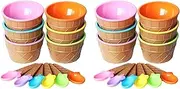 Voniecop 12Pcs Ice Cream Bowl Set Different Color Ice Cream Spoon Bowl Tableware Set Children Cartoon Bowl