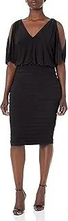 [Adrianna Papell] Women's Beaded Trim Pintucked Dress