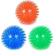 Orgrimmar 3 Pieces Pet Squeaky Chewing Balls Dog Soft Stab Balls Cleaning Teeth Toys Balls with High Bounce for Small Medium Large Pet Dog Cat (6.5cm)