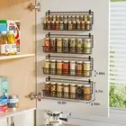 Spice Rack Organizer Wall Mounted 4-Tier Stackable Black Iron Wire Hanging Sp...