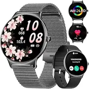 Smart Watch for Women Answer/Make Calls, 1.43" AMOLED Ultra-Thin Display, 100+ Sports Modes Fitness Tracker Smartwatch Message Notification Music DIY Watch 5ATM Waterproof for Android iOS Phones