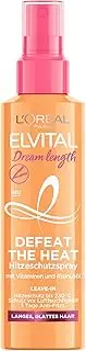 L'Oréal Paris Elvital Heat Protection Spray for Long, Straight Hair, Leave-In Hair Treatment Against Frizz, No Rinse, With Vitamins and Castor Oil, Dream Length Defeat The Heat, 1 x 150 ml