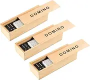 Vaguelly 3 Sets Wooden Domino Blocks Game Set for Interactive Educational for Ages Fun Building and Stacking Game Night Activity