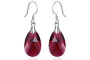 Solid 925 Sterling Silver Faceted Crystal French Hook Earrings Embellished with SWAROVSKI Crystals