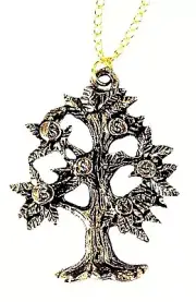 MONEY TREE OF LIFE 1.50" PEWTER ANTIQUE GOLD NECKLACE MAGICK WICCAN PAGAN