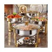 Chafing Dishes for Buffet Set 4 Pack, 5QT [95% Pre-Assembled] Round Chafing D...