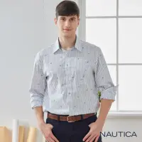 在飛比找momo購物網優惠-【NAUTICA】男裝 海洋條紋長袖襯衫(白色)