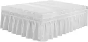 Zerodeko Hotel Home White Bedding Ruffled Bedding Pleated Skirt Dust Ruffle Decorative Bed Accessory