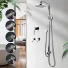 ACA Chrome 8'' Round Shower Head Handheld Gooseneck Arm Sliding Rail /Mixer Taps