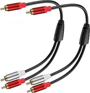 tunghey 2Pack RCA Splitter Male to Male Cable, RCA Y Splitter 1 RCA Male to 2 RCA Male Stereo Audio Subwoofer Cable, 2RCA to 1RCA Bi-Directional RCA Y Adapter Cable 0.3M (1male to 2male)