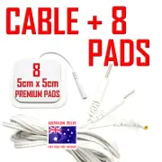 WELLNESS PLUS TENS EMS compatible ELECTRODE PADS CABLE + 5cm x 5cm x 8 PADS