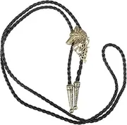 [GLSTOY] Wolf Head Collar Necklace Wolf Head Necklace Jewelry for Men Neck Pendant Agate Bolo Tie Wolf Necklace Mens Chain Necklaces Tie for Men Western Style Necktie Necklace for Men Alloy