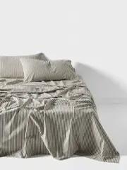 LINEN HOUSE CLASSIC STRIPE QUILT COVER SET - CHARCOAL