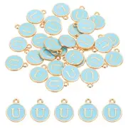 Letter Charm, 30 Pcs Capital Initial Alphabet U Letter Charm for Bracelet, Blue