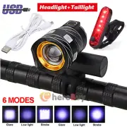 30000LM Rechargeable LED MTB Bicycle Light Racing Bike Front&Rear Headlight Set