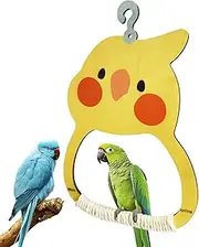 Swings for Parrots, Rocking Toy for Bird Cage | Wooden Perch with Accessories for Nibbling and Coloured Beaks for Training Cockatiels, Conures and Inseparables
