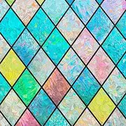Colorful Stained Glass Window Film, Rainbow Door Privacy Films Static Cling Window Tint Decorative Window Decal Heat Cotrol Anti UV for Home and Office,17.5x78.7 in.