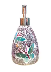 Butterfly Glass Mosaic Soap Dispenser Pump Bottle Soap Holder Colourful