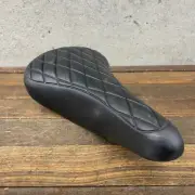 Viscount Old School BMX Seat NOS Black Padded Pleated Quilted 80s 70s Race B3