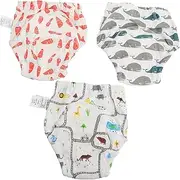 QUMIIRITY 3Pcs Washable Diapers Gauze Underwear Comfortable Breathable Newborn Training Pants Easy to Clean Durable for Potty Training