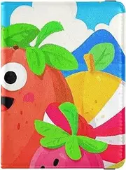 [Amooorous] Cartoon Cute Blue Summer Fruit Leather decorative passport book holder Travel Documents Organizer Protector Passport Holder Lightweight, Cartoon cute blue summer fruit, 1 size