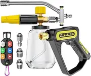 [POHIR] 5000 PSI Pressure Washer Gun with Cannon, Power Washer Sprayer with Dual Adjustable Foam Lance,1/4" Quick Connector with Nozzle Tips (Gun+Foam Cannon+Dual Connector+Nozzle)