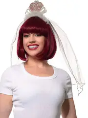 Bride To Be Sparkly Headband with White Veil