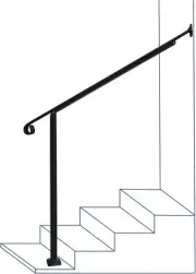 Handrails for Outdoor Steps Suitable for 1 to 5 Steps- 2 Step Black-Single